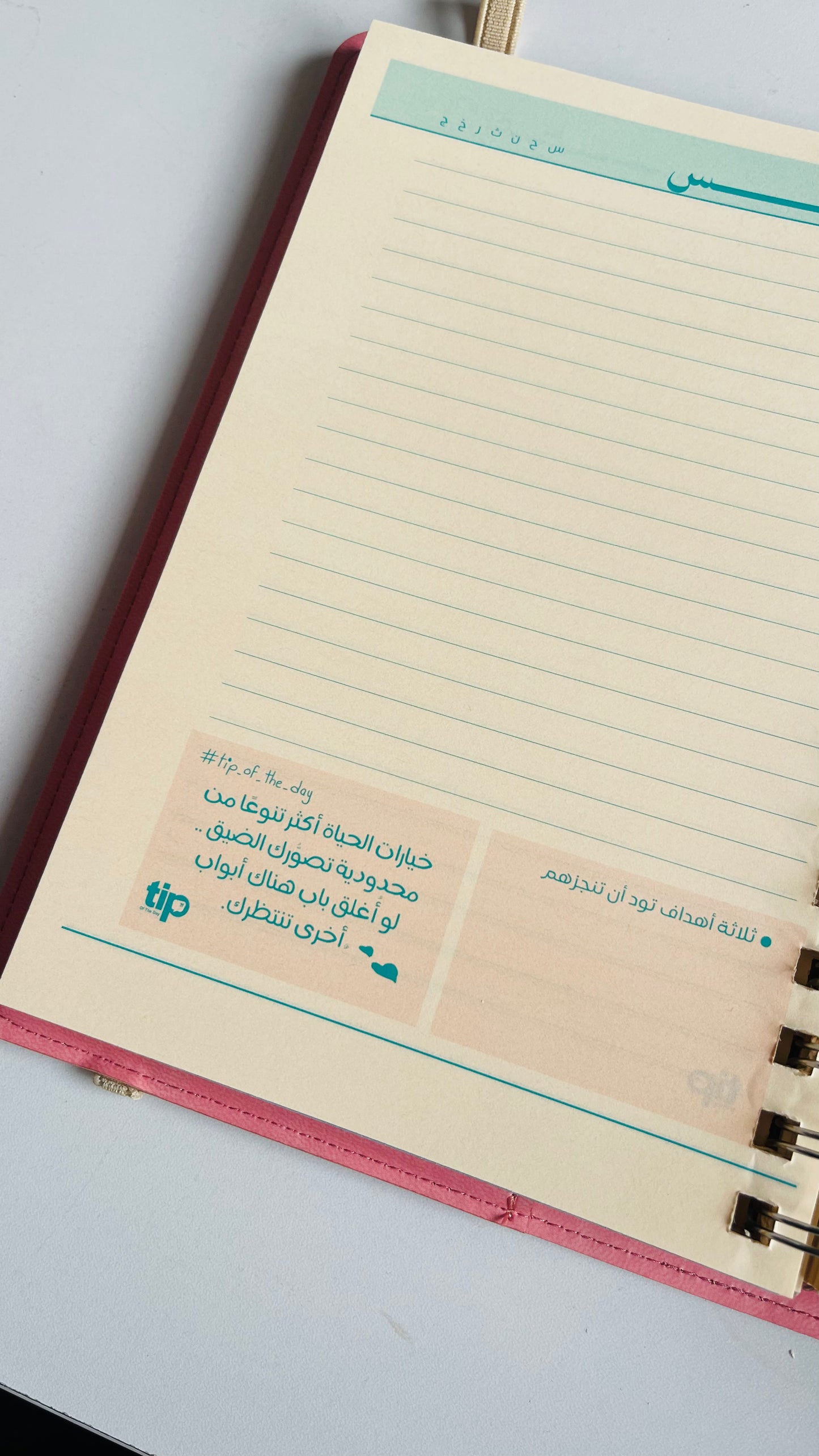 اجندة جلد بينك - عربى بسلك