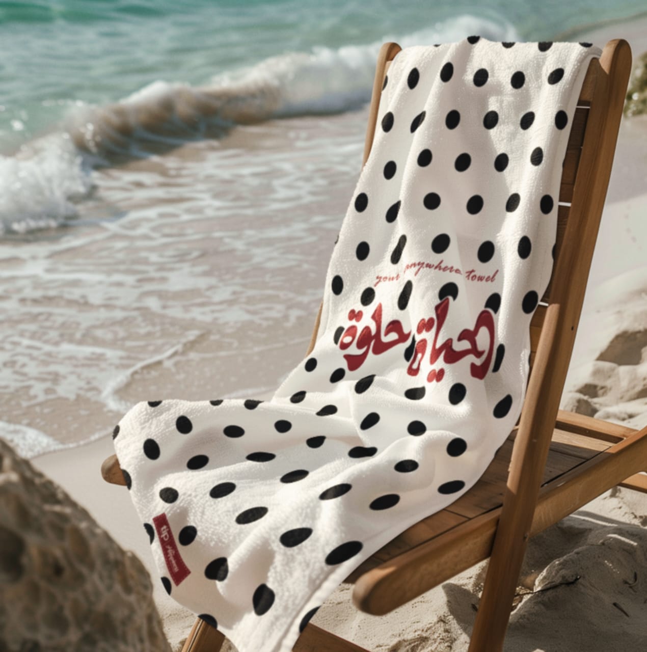 Polka Dot Off-White Red Towel