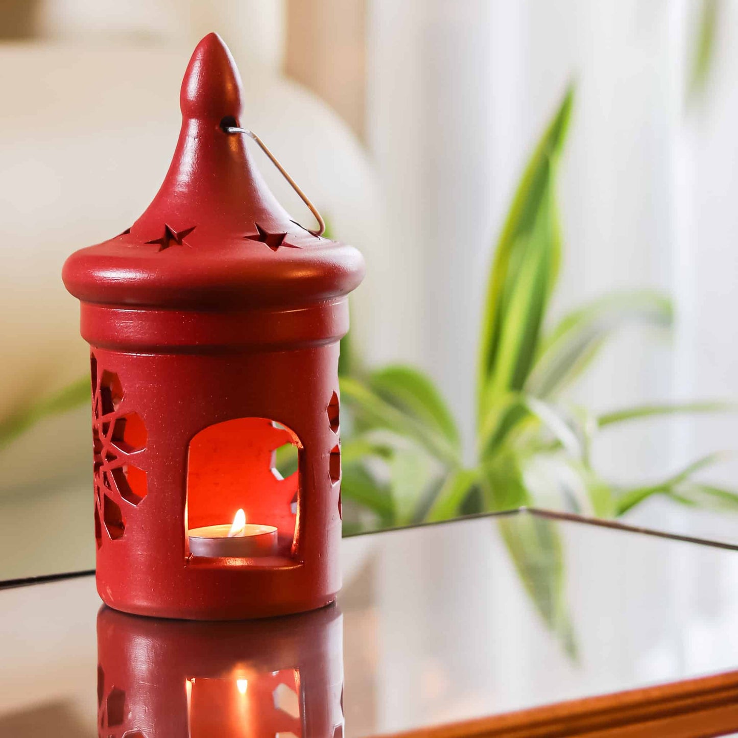 Red pottery lantern