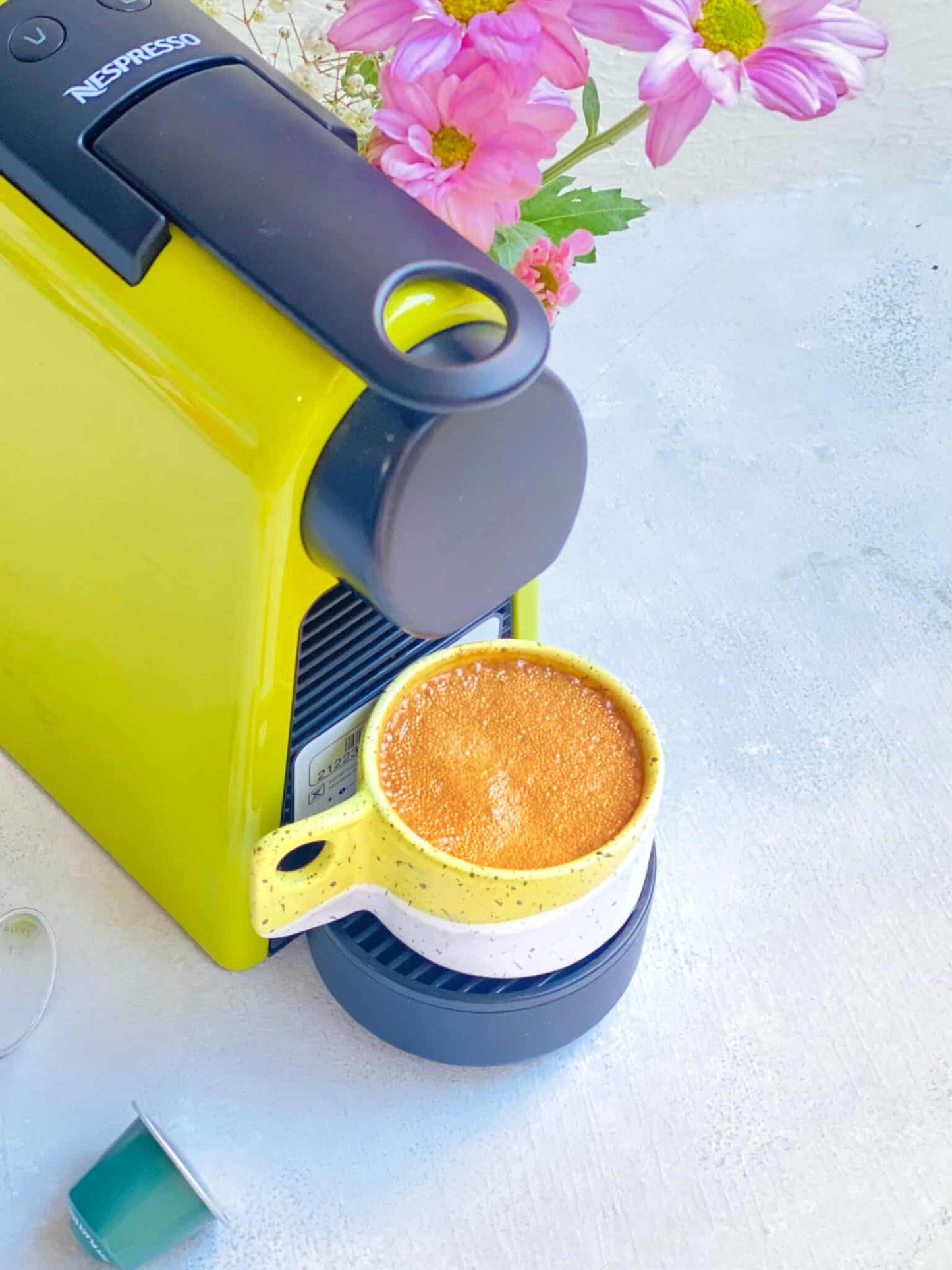 2 yellow espresso cups