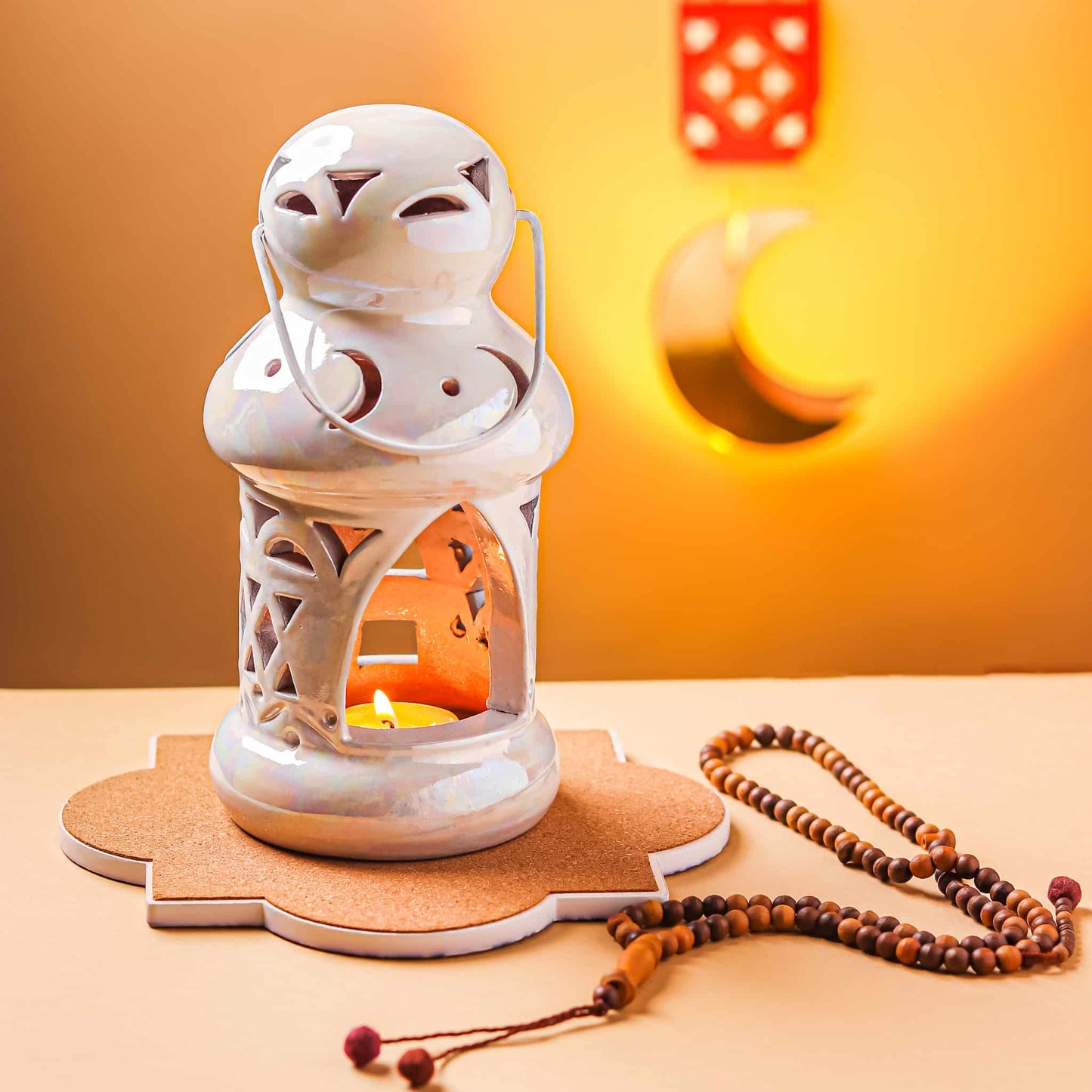 White pottery lantern