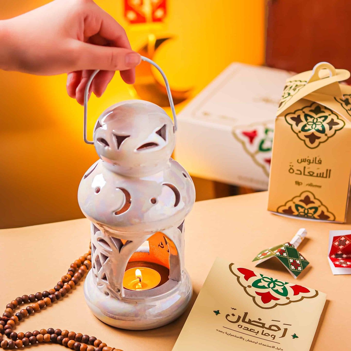 White pottery lantern