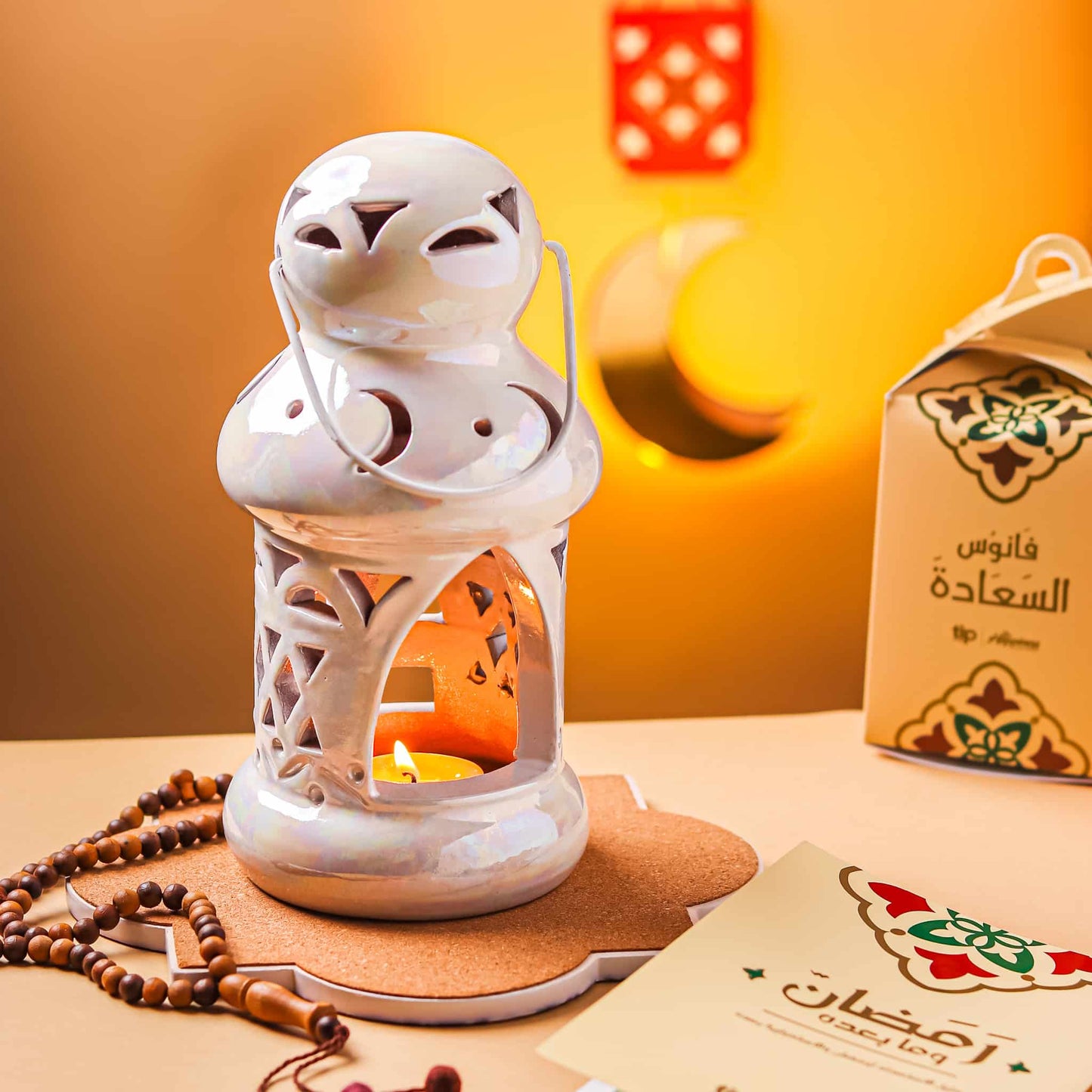 White pottery lantern