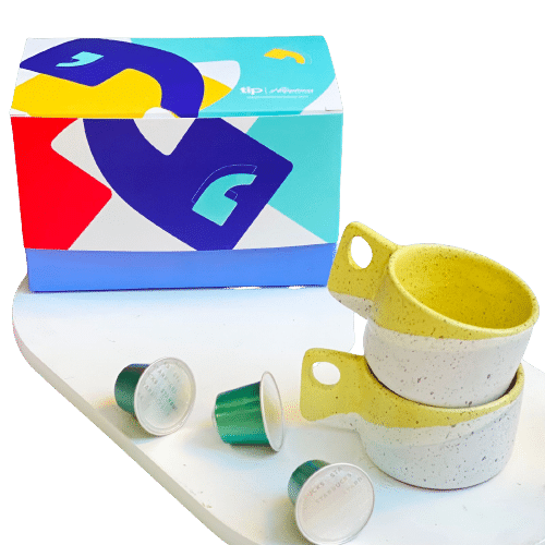 2 yellow espresso cups
