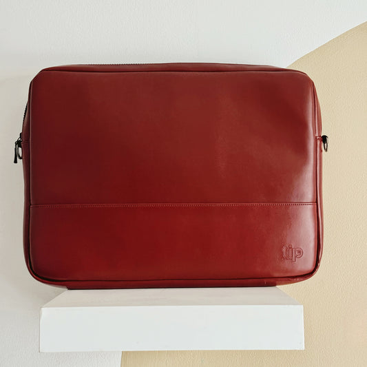 Burgundy laptop Sleeve - Matte leather