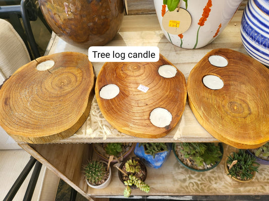 Tree log candle