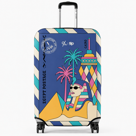 Blue Egypt Postage Luggage Cover by The Nines