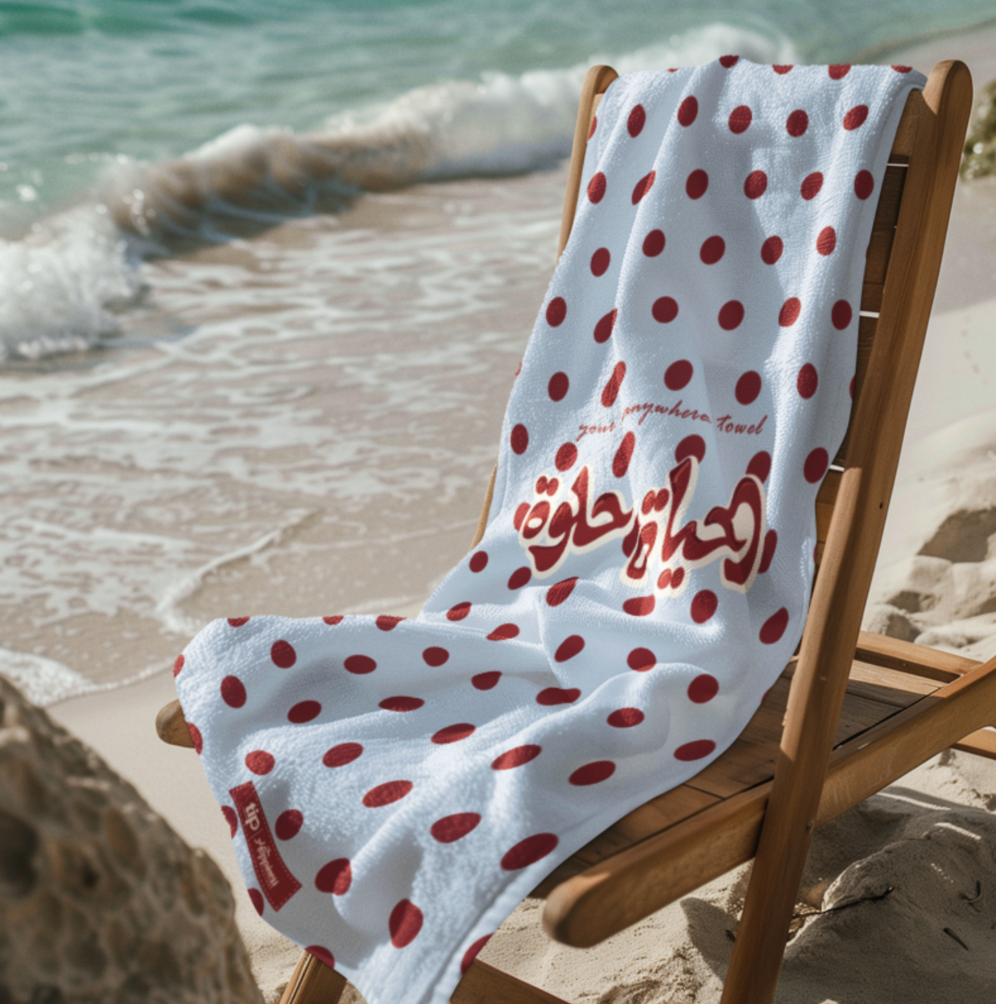 Polka Dot Blue Burgundy Towel
