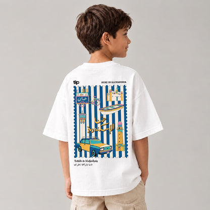 Alexandria Kids blue boat design T-shirt