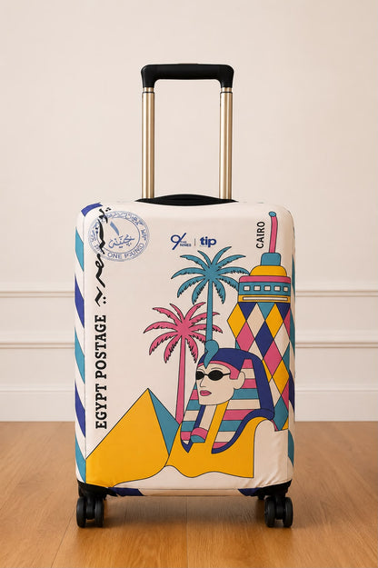 Ivory Egypt postage Luggage Cover By The Nines