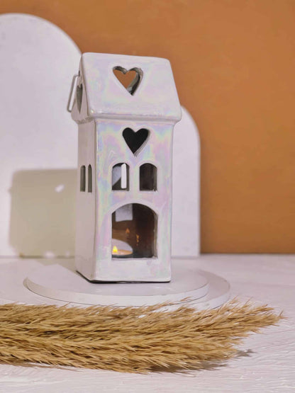 Love House Candle Holder - White